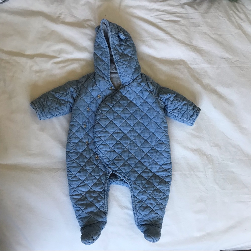 Gap Quilted Chambray Bear One-Piece Baby 3-6 months